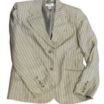 Talbots Y2K Linen Blend Pinstripe Two Piece Skirt Suit Set Women’s 8 Beige Photo 1