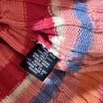 CHAPS Women's  100% Cotton V-Neck Pink Orange Blue Long Sleeve Striped Sweater XL Photo 2