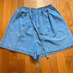 Vintage Blue Brand Women’s Size Medium Denim Tie Elastic High Waist Shorts 90s Photo 0