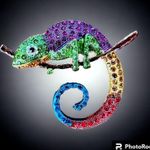 Chameleon Brooch Pin Rhinestones Lizard Gecko New Art Deco Tropical Rain… Purple Photo 7