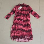 ZARA NWT! Red & Black Tie Dye Button-Up Maxi Dress Photo 1