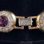 Vintage 80’s Rhinestone & Purple Sapphire Bridal Set Gold Photo 3