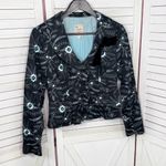 Nanette Lepore  Floral Embroidered Cotton Blazer Jacket Sky Blue Black Size 2 Photo 7