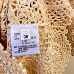 Escada Vintage Rare Beige Cream Crochet Beaded Short Sleeve Wool Blend Shirt 36 Tan Photo 5