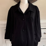 Sandro Black Button-Front Swing Blazer | Giraffe Print Lining | 3/4 Sleeve (2X) Photo 0