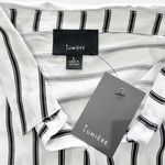 Lumière New Roll Tab Sleeve Striped Button Down Shirt White Black Photo 12