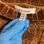 Free People Wild Flower Sweater Women S/M Golden Ribbed Cropped Long Sleeve Flaw Photo 3