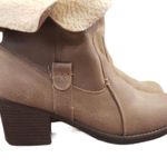 Eddie Bauer Tan Sherpa Fleece Ankle Leather Bootie Shoe Size 8 Photo 3