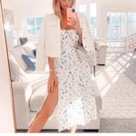 Reformation | NWOT Juliette Sweetheart Midi Dress in Marc Blue & White Photo 2