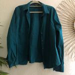 Teal blue button up down long sleeve collared shirt Size XL Photo 0