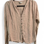 Lucky Brand  Boho Lightweight‎ Button-Front V-Neck Top Neutral Stripe Photo 0