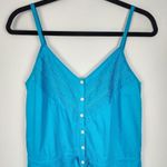 Eddie Bauer  Cotton Dress Turquoise Embroidered Fit and Flare Sun Summer Size 6P Photo 4