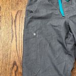 FIGS Gray Pants with Teal Drawstring Photo 2