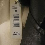 Max Studio MAX STUDIOS FAUX LEATHER BROWN LONG DOUBLE BREASTED BELTED TRENCH COAT SIZE M Photo 2