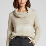 Eddie Bauer  XL Women's Beige Cowl Neck Sweater Cotton Blend‎ Neutral Knit Cozy Photo 0
