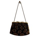 Brocade Evening Purse Gold Frame Chain Strap New Without Tags Black and Gold Photo 1