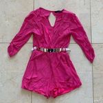 Lac Bleu Pink/Gold Belted Longsleeve Romper Sz Sm Photo 0