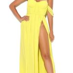 Miss Circle Paradise High Slit Yellow Chiffon Maxi Dress size S CL Photo 5