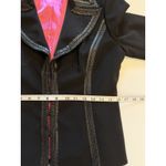Cache Vintage  Black Suit Jacket Faux Leather Piping Size 8‎ Going Out Office Photo 9
