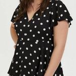 Torrid  Black Polka Dot Georgette Ruffle Sleeve Baby Doll Blouse Photo 0