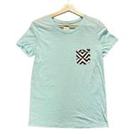 PINK - Victoria's Secret Pink by Victoria's Secret T-Shirt Women's XS Light Blue Striped Pocket Photo 1
