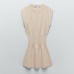 ZARA Structured Sleeveless Knit Mini Dress in Cream Size Medium Quiet Luxury Photo 1