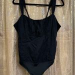 Abercrombie & Fitch  Black Ruched Front Tank Top Cotton Bodysuit L NWOT Photo 0