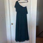Azazie  Lizzy Pine A-Line One Shoulder Chiffon Maxi Dress Photo 5