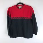 Eddie Bauer Vintage Red Black Crewneck Long Sleeve Pullover Cotton Sweater PM Photo 0