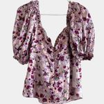 NEW Ronny Kobo Daisha Top In Dusty Rose Floral Pink Purple Size Large L Photo 3