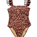 Old Navy NWT Leopard Ruffle Sleeve One Piece Swimsuit Photo 1