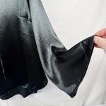 Ava & Viv  Satin V-Neck Tie Front Flared Long Sleeve Blouse Women's 3X Gray Retro Photo 1