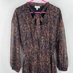 Evereve Dress Extra Small Eliza Paisley Midi Long Sleeve Business Work Office Photo 5