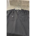 White House | Black Market White House/Black Market Black Surplice Top Roll Tab Sleeve‎ Blouse - Size 2 Photo 7