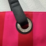 Victoria's Secret  Pink Red Striped Tote Bag Bling Jeweled Logo Black Handles Photo 4