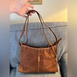 BORN Brown Leather Shoulder/Crossbody Saddle Bag can be worn shoulder or cross Photo 12