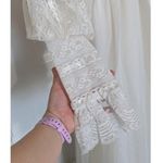 Vintage 70s Victorian Wedding Dress Bridgerton Lace High Neck Illusion Neckline White Size 8 Photo 9