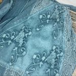 Aria  A Steel Blue Lace Sheer Loose Duster Open Sweater M Photo 2