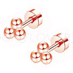 Rose Gold Triple Ball Dot Flat Back Earrings Pink Photo 0