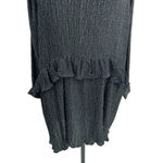 ZARA Micro Dot Pleated Tiered Mini Dress Black Size Medium Photo 4