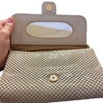 Whiting & Davis Vintage White Alumesh Flap Clutch Purse with Interior Mirror Photo 2