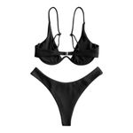 Forever Young Textured Underwire Bikini Black Wire Size Med EUC #0943 Photo 1