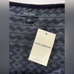 Lucky Brand Fringe Jacquard Mini Sweater Dress Long Sleeves Navy Size L NWT Photo 4