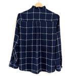 EXPRESS  Portofino Shirt Slim Fit Womens Large‎ Blue Check Ruffle Collar Business Photo 2