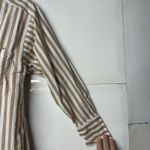LOFT Women’s Small Brown White Striped Button Up Shirt Long Sleeve Photo 6