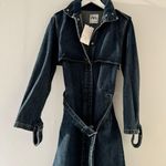 ZARA NWT Dark Wash Denim Trench Coat Photo 5