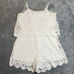 Women's Sleeveless Lace Playsuit Romper Size Small Festival Bridal Bachelorette White Photo 0