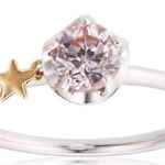 Japanese Festaria Wish Upon A Star 10K White Gold Lilac Sapphire Star Ring Silver Photo 0
