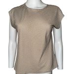 EXPRESS Nwt extra small cream Satin brown Polka Dot Crew Neck Gramercy Tee Photo 1