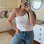 Anthropologie  white one shoulder ribbed top Photo 1